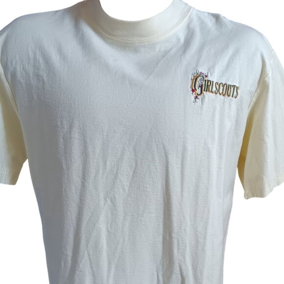 Large Girl Scouts Vintage T-Shirt Women's 14-16 Embroidered Logo USA Cotton 90s - Picture 1 of 5